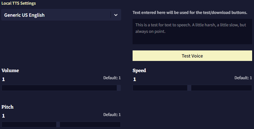 Local TTS Settings