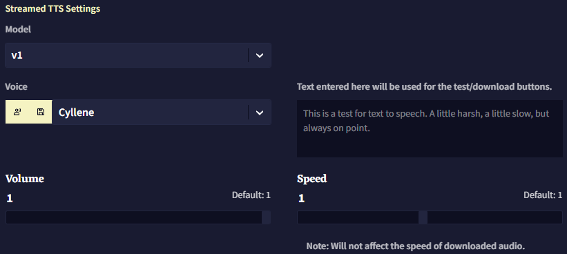 TTS v1 Settings