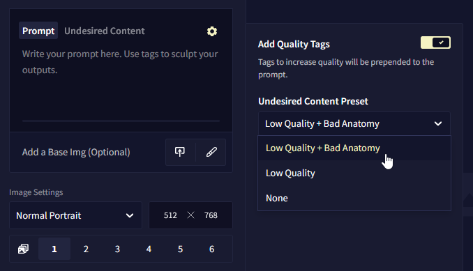 Undesired Content in the Settings