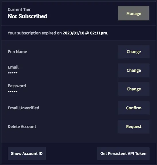 Account settings.