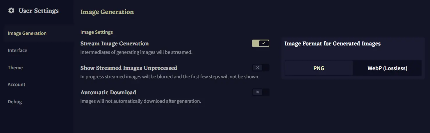 Image Format for Generated Images.