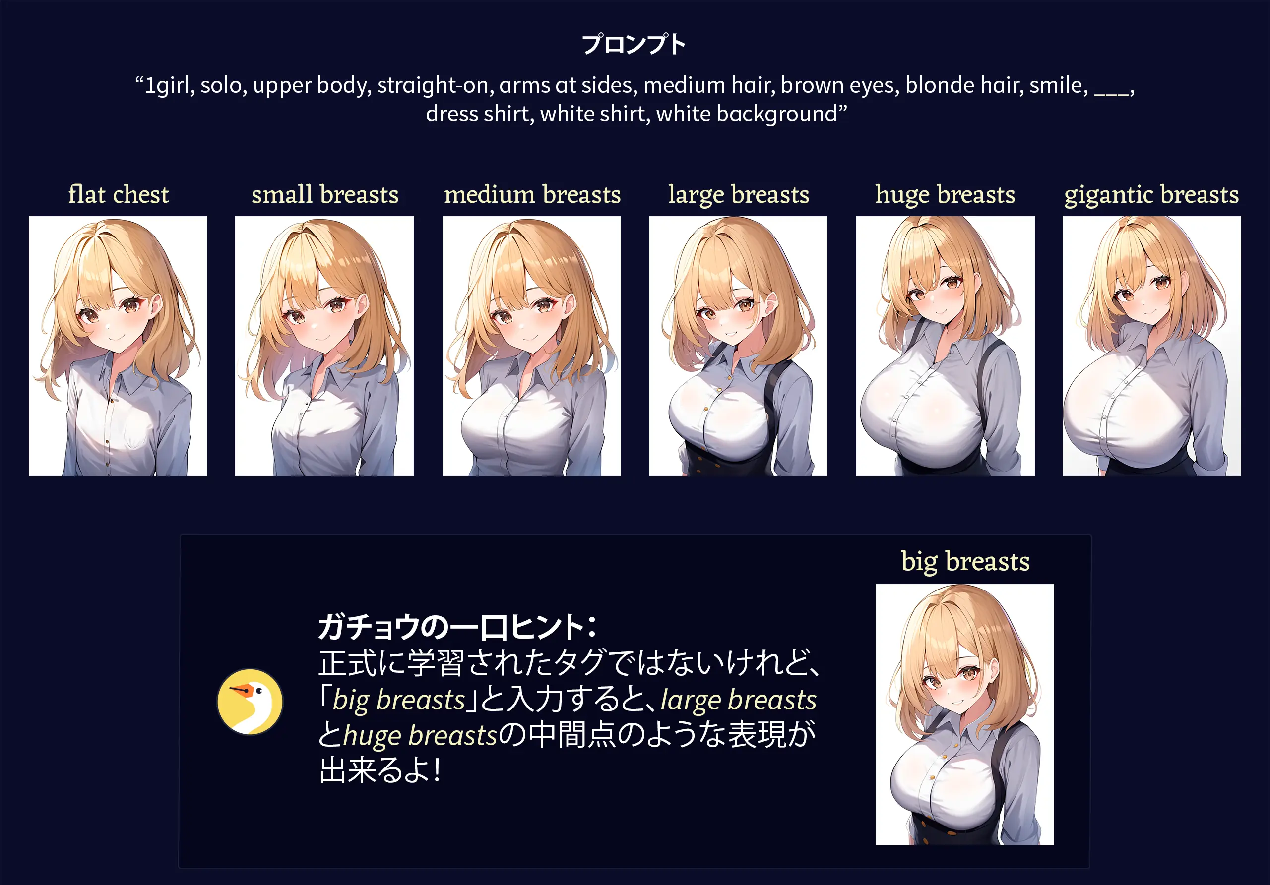 Breast sizes.