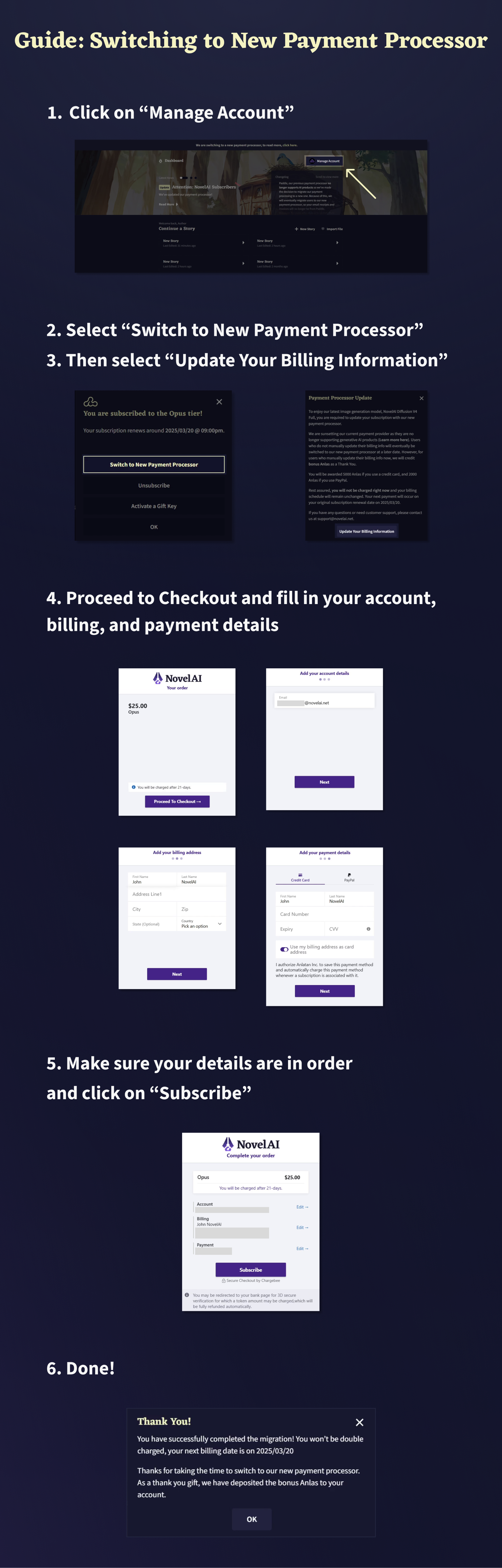 Guide to changing payment processor